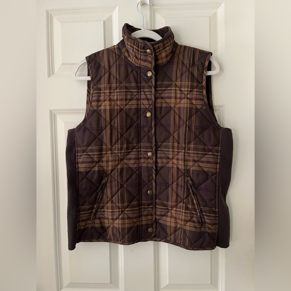 Lauren Ralph Lauren Brown Plaid Quilted Vest